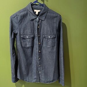 J Crew Dark Wash Denim LongSleeve Blouse,  NWOT